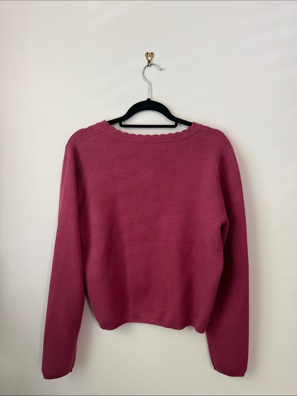 Cyrus Raspberry Scalloped-Edge Button Cardigan - Picture 3 of 4